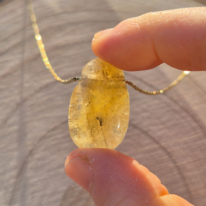 Collier en Citrine Naturelle Pierre Percée