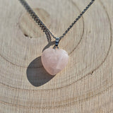 Collier Coeur en Quartz Rose