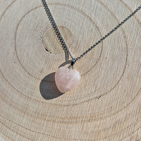 Collier Coeur en Quartz Rose