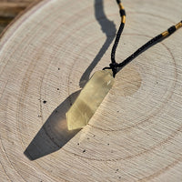 Collier Double Pointe Citrine sur Cordon