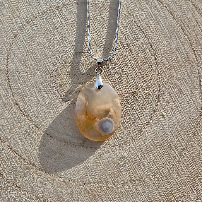 Collier Agate Fleur de Cerisier