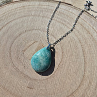 Collier Goutte Amazonite de Madagascar Chaine couleur Argent