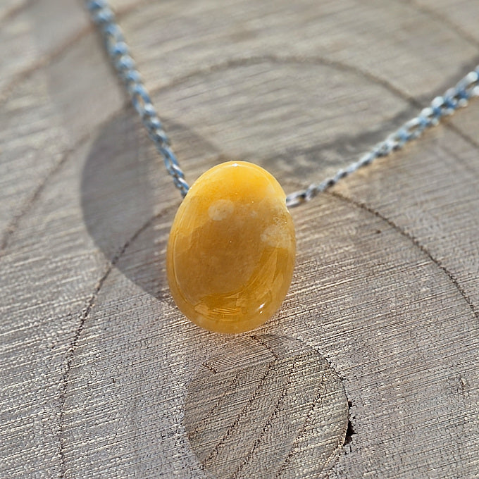 Collier Pierre Percée en Aventurine Jaune A