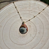 Collier Goutte Jaspe Polychrome Chaine couleur Or