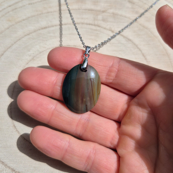 Collier Ovale Jaspe Polychrome de Madagascar