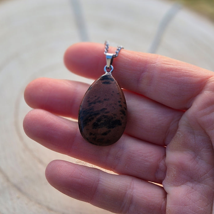 Collier en Obsidienne Acajou