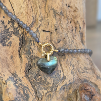 Collier Coeur en Labradorite - Attache Bouée