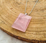 collier quartz rose rectangulaire