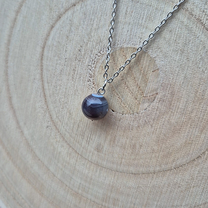 Collier Création Perle Pierre Agate du Botswana