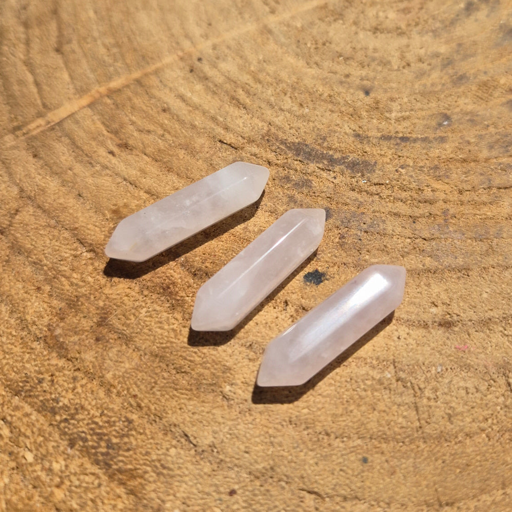 Double Pointe en Quartz Rose du Brésil