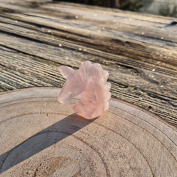 Figurine Licorne en Quartz Rose