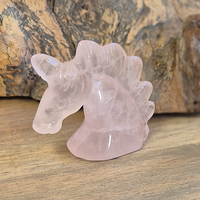 Figurine Licorne en Quartz Rose