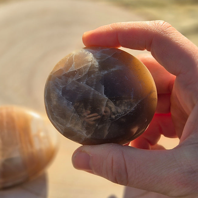 Galet en Pierre de Lune Beige - Brune