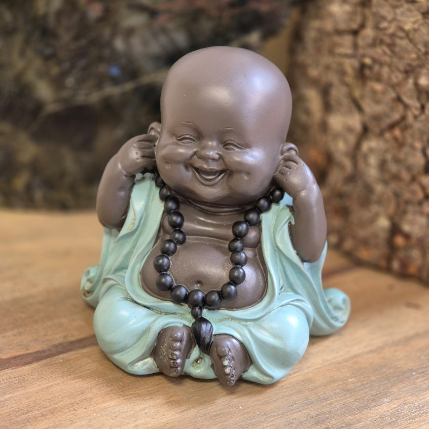 bouddha de la sagesse rieur 13cm, je n'entends pas le mal