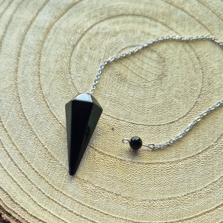 Pendule conique en obsidienne