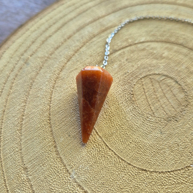 Pendule conique en aventurine orange – outil de radiesthésie et de guidance énergétique