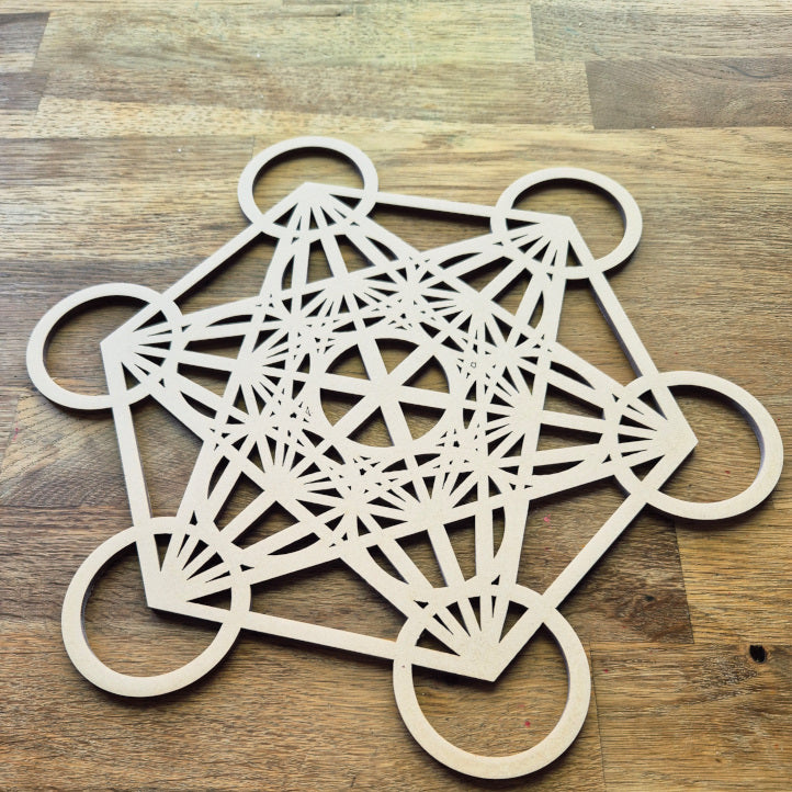 Plaque de Métatron en bois 30 cm - symbole de géométrie sacrée pour la protection et l’harmonisation énergétique