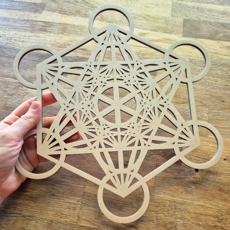 Plaque de Métatron en bois 30 cm - symbole de géométrie sacrée pour la protection et l’harmonisation énergétique