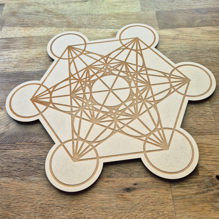 Plaque de Métatron en bois 30 cm – symbole de géométrie sacrée pour la protection et l’harmonisation énergétique