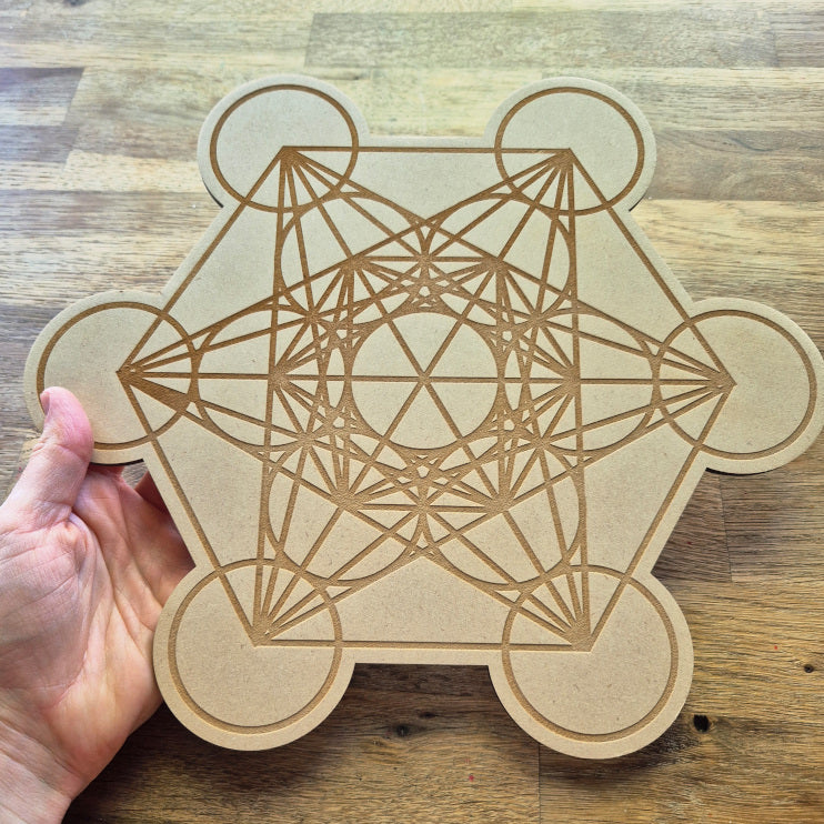 Plaque de Métatron en bois 30 cm – symbole de géométrie sacrée pour la protection et l’harmonisation énergétique