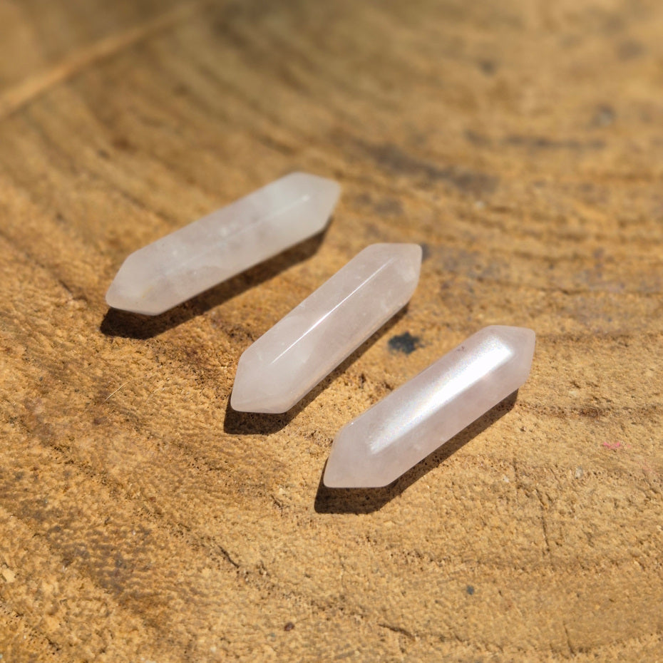 Double Pointe en Quartz Rose du Brésil
