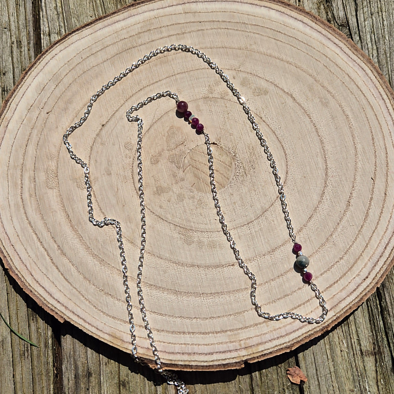 Alchimie - Collier Sautoir en Tourmaline, Rubis et Opale Ethiopienne