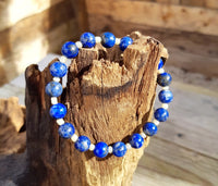 Bracelet création en lapis lazuli et perles de verre
