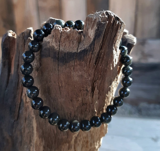 Bracelet en obsidienne dorée perles de 6mm