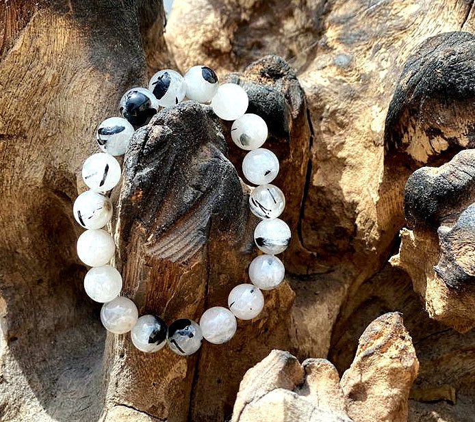 Bracelet en quartz tourmaline 10mm