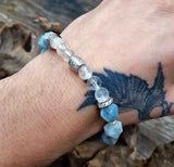 bracelet en aigue marine et cristal de roche