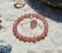 bracelet en quartz rose de madagasar 8mm