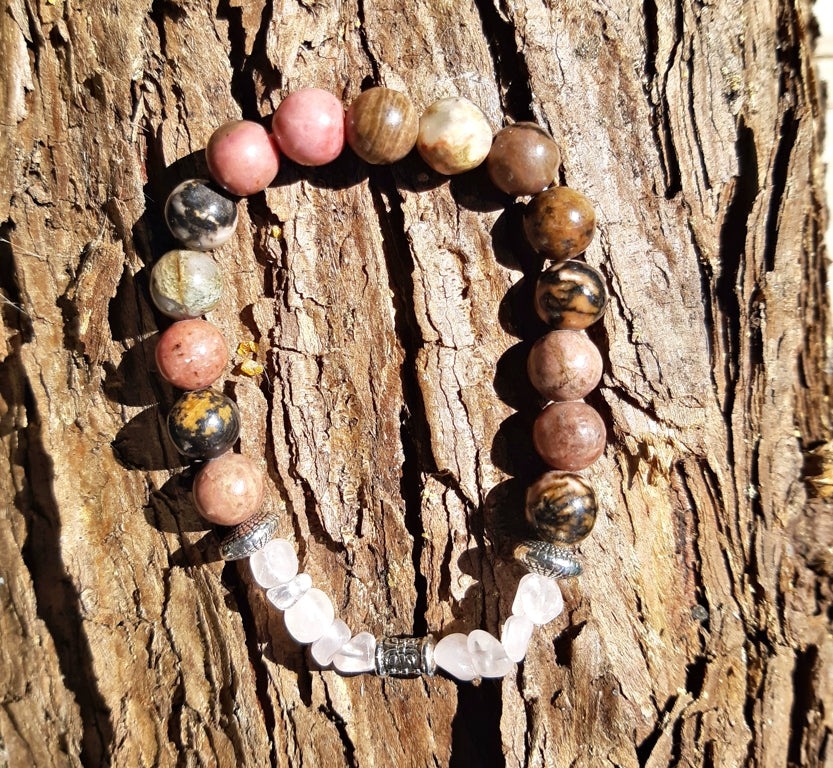 Bracelet création en rhodonite et quartz rose