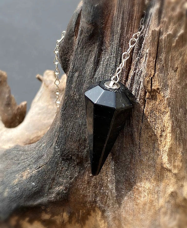 Pendule conique en obsidienne