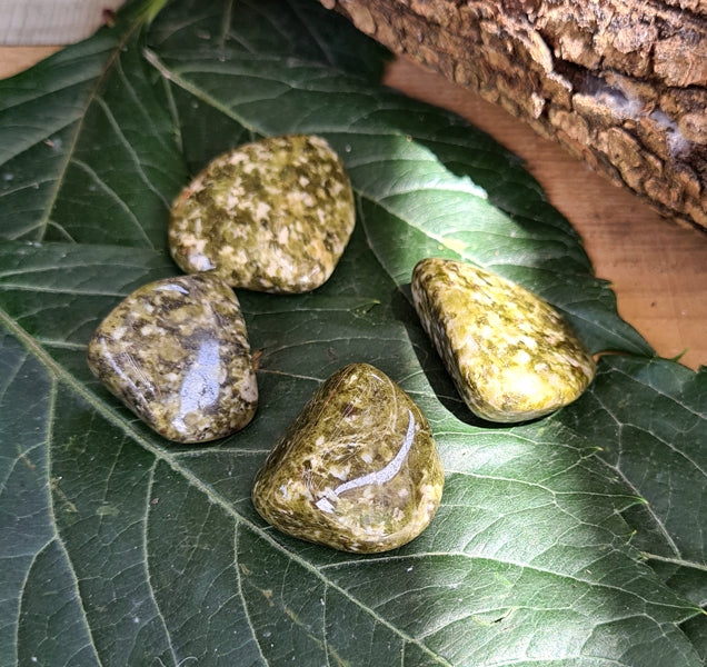 pierre roulée epidote mouchetée