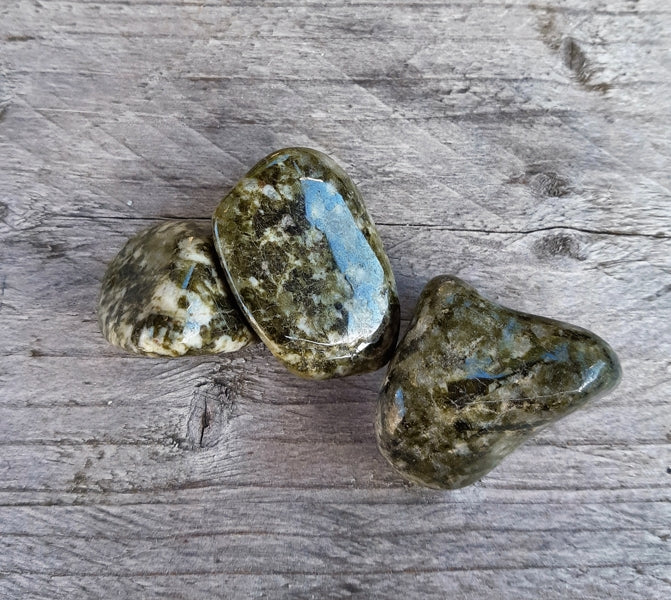 pierre roulée epidote mouchetée