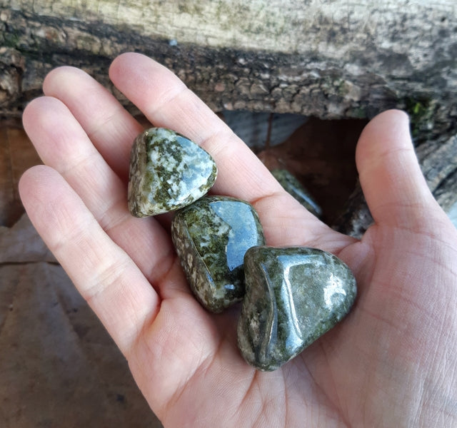 pierre roulée epidote mouchetée